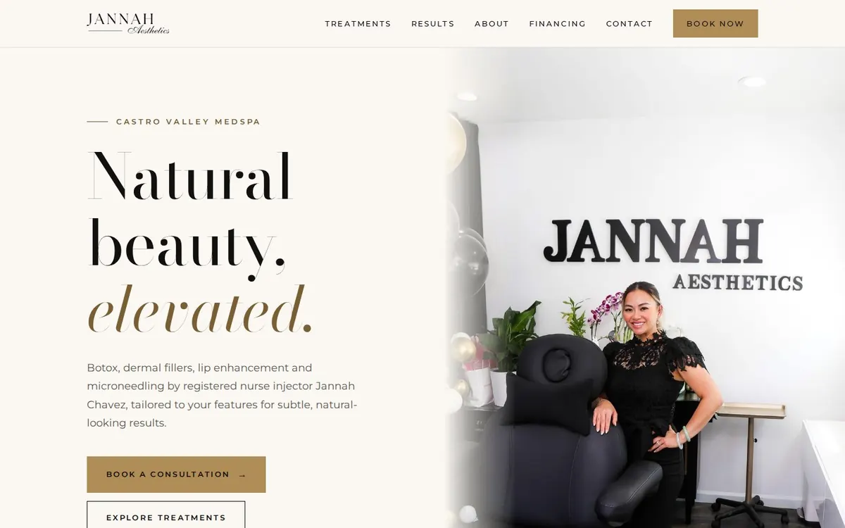 Medspa website, desktop